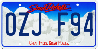 SD license plate 0ZJF94