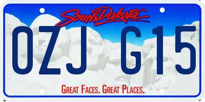 SD license plate 0ZJG15
