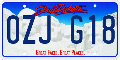 SD license plate 0ZJG18