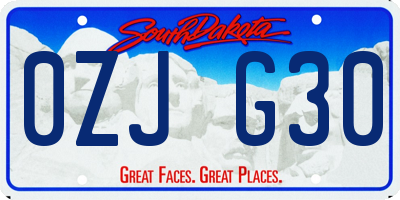SD license plate 0ZJG30