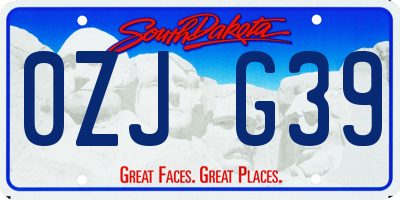 SD license plate 0ZJG39