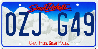 SD license plate 0ZJG49