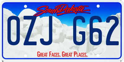 SD license plate 0ZJG62