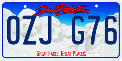 SD license plate 0ZJG76