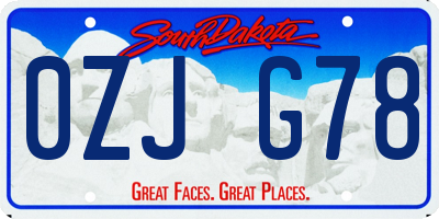 SD license plate 0ZJG78