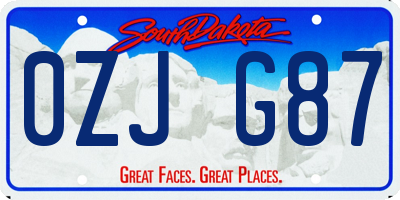 SD license plate 0ZJG87