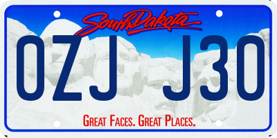 SD license plate 0ZJJ30