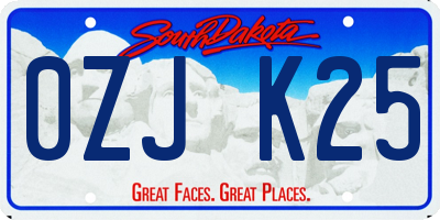 SD license plate 0ZJK25