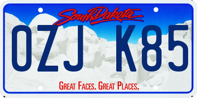 SD license plate 0ZJK85