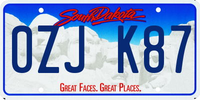 SD license plate 0ZJK87