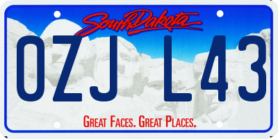 SD license plate 0ZJL43