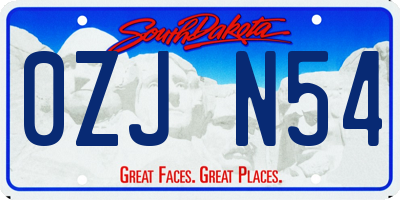 SD license plate 0ZJN54