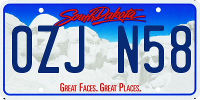 SD license plate 0ZJN58