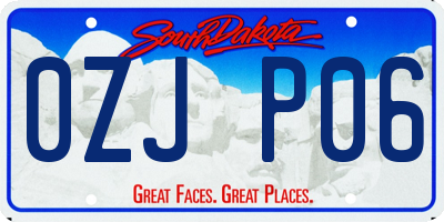 SD license plate 0ZJP06