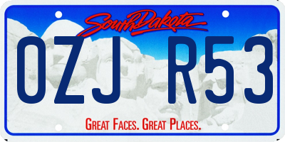 SD license plate 0ZJR53