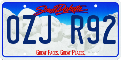 SD license plate 0ZJR92