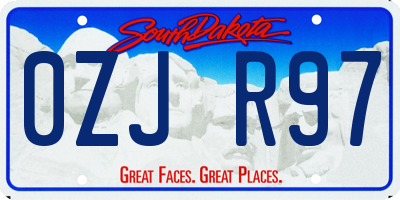 SD license plate 0ZJR97
