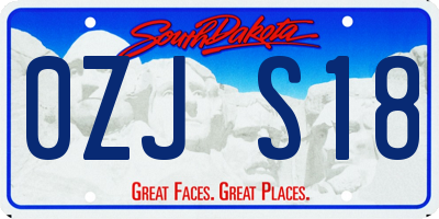SD license plate 0ZJS18