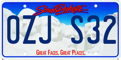 SD license plate 0ZJS32