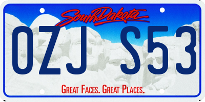 SD license plate 0ZJS53