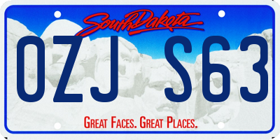 SD license plate 0ZJS63