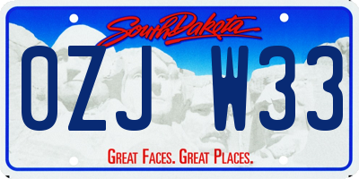 SD license plate 0ZJW33
