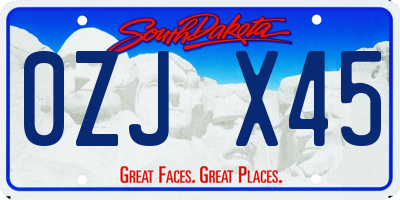 SD license plate 0ZJX45