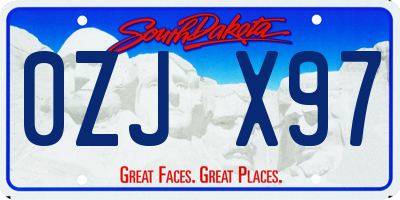 SD license plate 0ZJX97