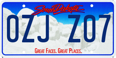 SD license plate 0ZJZ07
