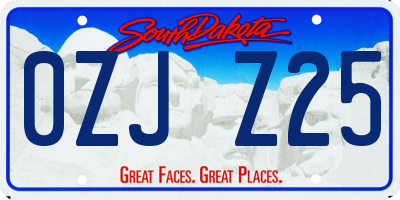 SD license plate 0ZJZ25