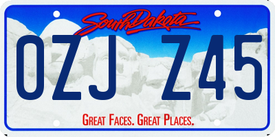 SD license plate 0ZJZ45