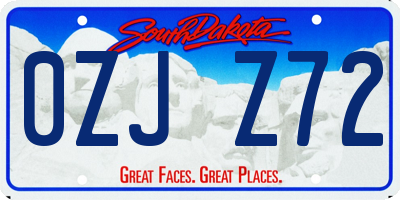 SD license plate 0ZJZ72
