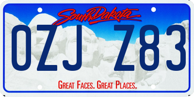 SD license plate 0ZJZ83