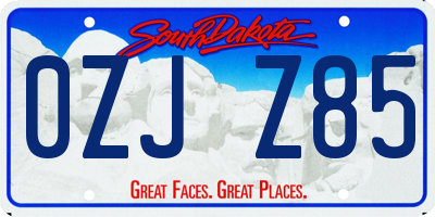 SD license plate 0ZJZ85