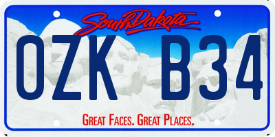 SD license plate 0ZKB34