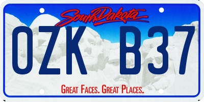 SD license plate 0ZKB37