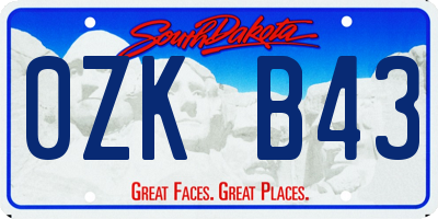 SD license plate 0ZKB43