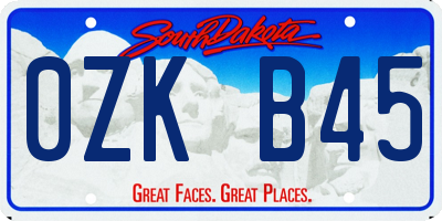 SD license plate 0ZKB45