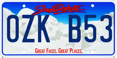 SD license plate 0ZKB53