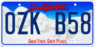 SD license plate 0ZKB58