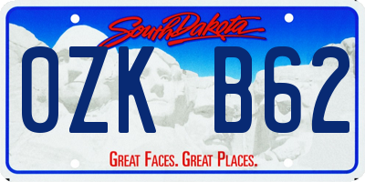 SD license plate 0ZKB62