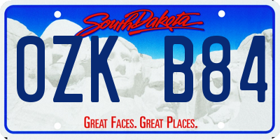 SD license plate 0ZKB84