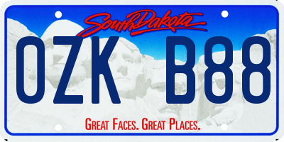 SD license plate 0ZKB88