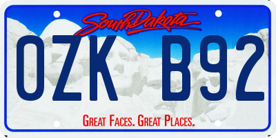 SD license plate 0ZKB92