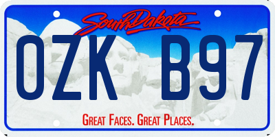SD license plate 0ZKB97