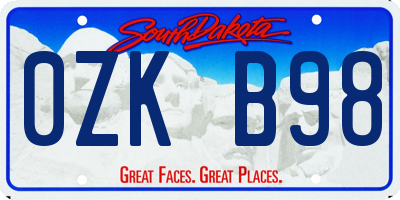 SD license plate 0ZKB98