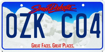 SD license plate 0ZKC04