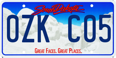 SD license plate 0ZKC05