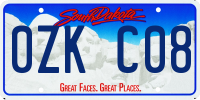 SD license plate 0ZKC08