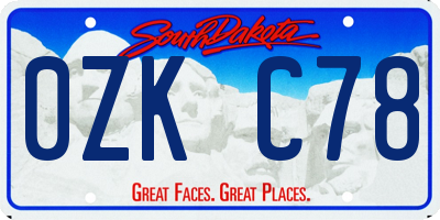 SD license plate 0ZKC78